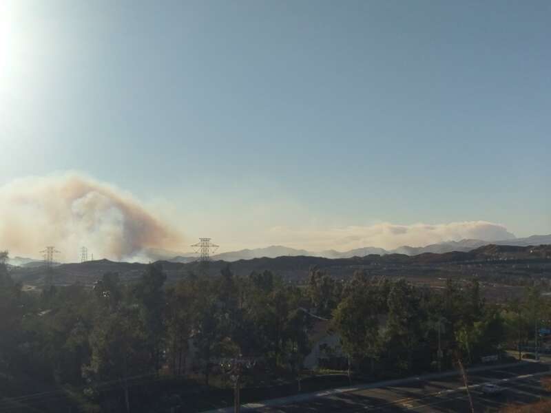 Smoke from both the Rye Fire and Thomas Fire as seen on December 5, 2017 from Santa Clarita, CA