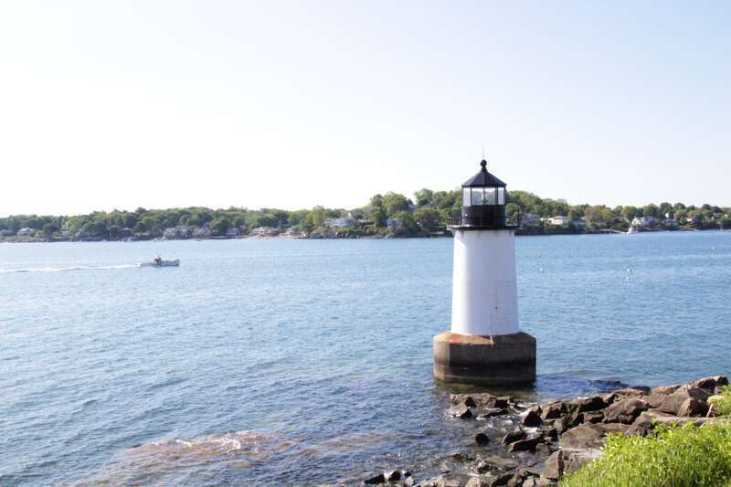 The Fort Pickering Light is built out of brick and mortar, and sleeved in iron plate.  It was built in the 1870s, and remained in service until 1969.  When active, the light flashes once every four seconds.

Fort Pickering Light, Winter Island @