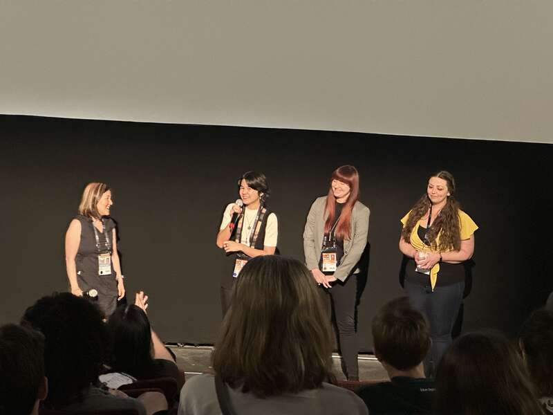 The director, Sarah Kambe Holland, and others at the 2023 Seattle International Film Festival after screening Egghead &amp;amp; Twinkie