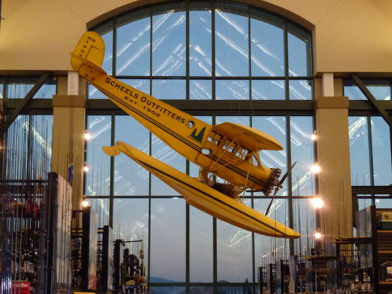 An airplane suspended in Scheels in Sparks, Nevada, the largest all sports store in the world.