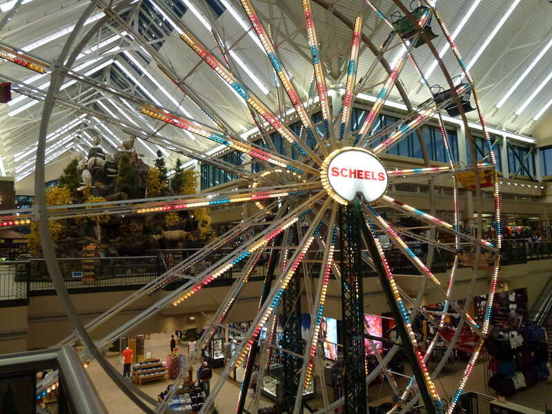 The 67-foot (20 m) tall Ferris wheel inside Scheels (the largest all sports store in the world) in Sparks, Nevada.