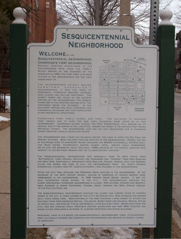 Sesquicentennial neighborhood sign, Champaign, IL