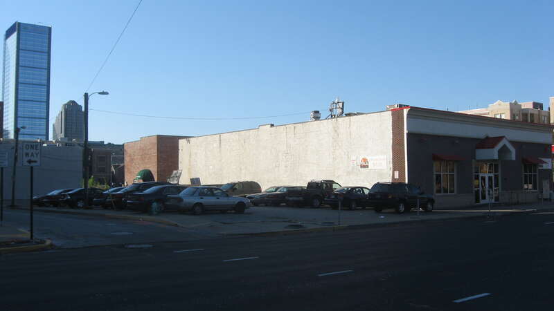 Parking lot on the site of The Harriett, formerly located at 124-128 N. East Street in Indianapolis, Indiana, United States.  It was listed on the National Register of Historic Places before it was destroyed, but it has been removed.