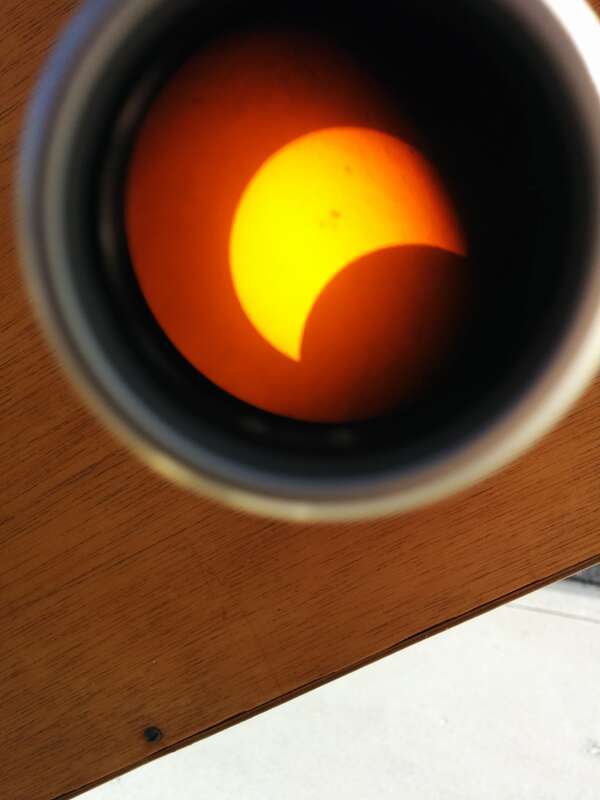 Solar eclipse with sunspot 2192