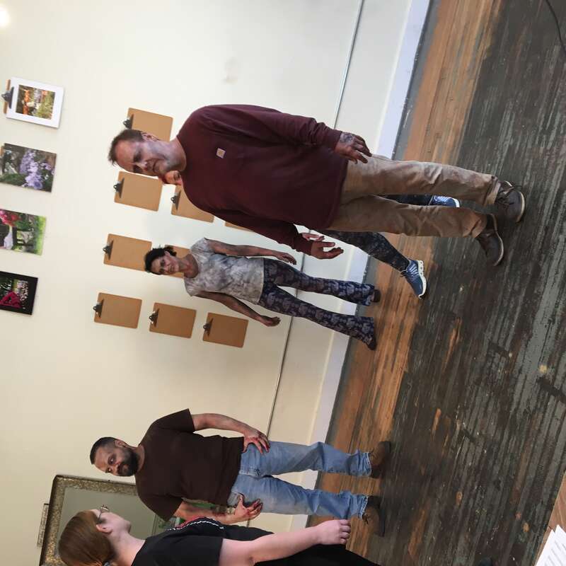 Indie film director, Amanda Spangler (left) provides direction for actors in the film, 'Dead on Set'.