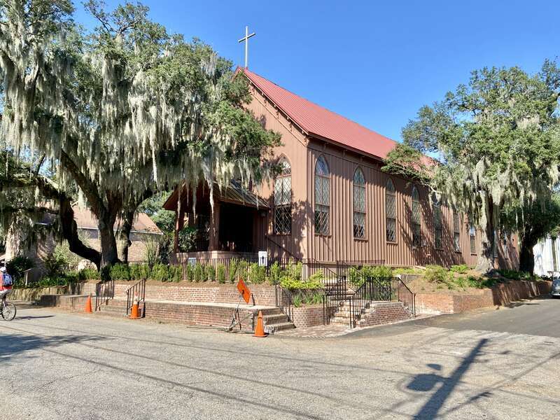 Built in 1857, this Carpenter Gothic-style church was designed by Charleston-based architect Edward B. White, and served as a chapel of ease for the congregation of Christ Church for the townspeople of Mount Pleasant.  The church split from Christ