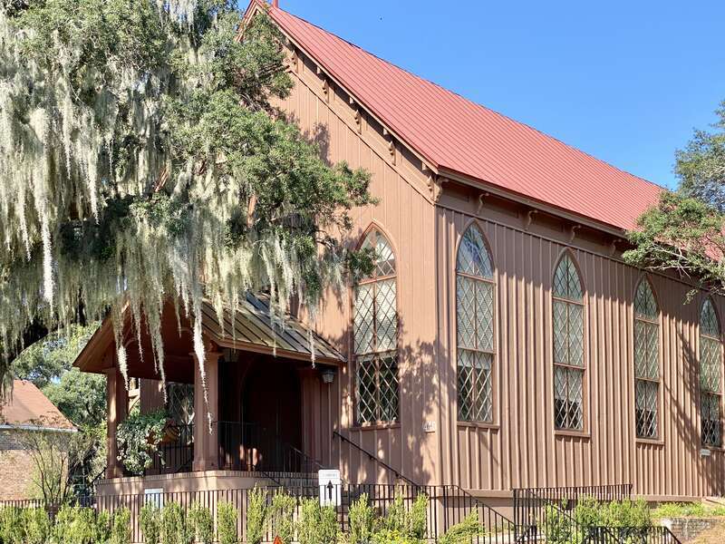 Built in 1857, this Carpenter Gothic-style church was designed by Charleston-based architect Edward B. White, and served as a chapel of ease for the congregation of Christ Church for the townspeople of Mount Pleasant.  The church split from Christ