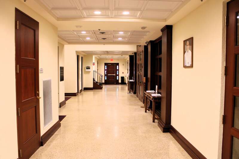 The narthex in St. James Cathedral in Orlando, Florida.