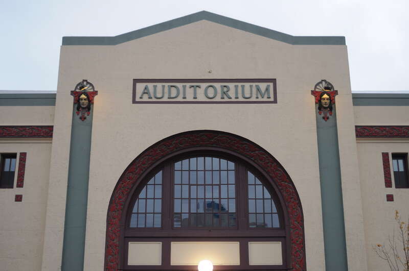 Detail, Auditorium Dance Hall (also known as Crescent Ballroom), 1308-1310 Fawcett Avenue, Tacoma, Washington, USA. Listed on the National Register of Historic Places.