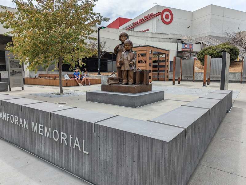 Tanforan Memorial at the plaza between the Shops at Tanforan and the San Bruno BART station.