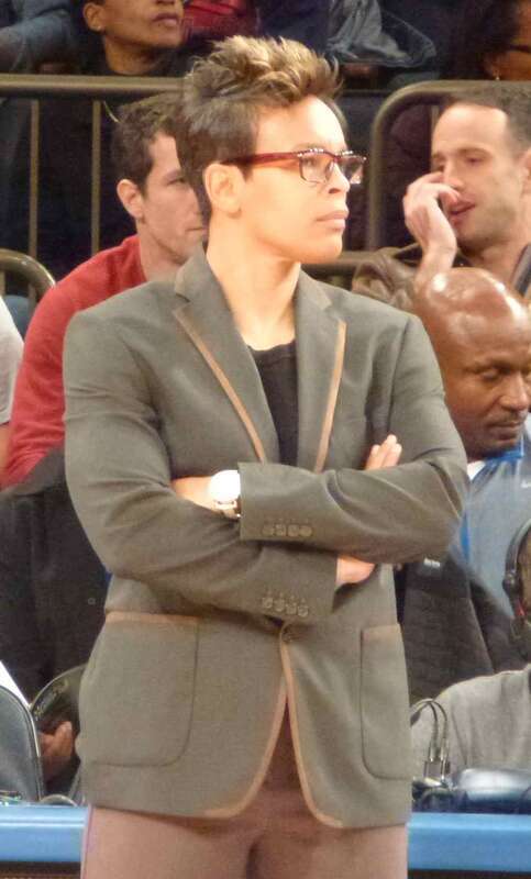 Teresa Weatherspoon, Louisiana Tech women's basketball head coach, standing on the sidelines at the 2012  Maggie Dixon classic, 9 December 2012