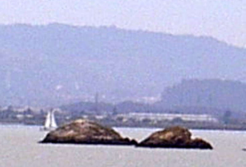 The Sisters Islands in San Pablo Bay, California as seen looking southeast from China Camp