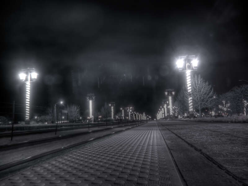 Tinley Park Metra at night.