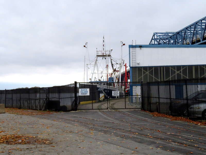 Tracks on Fall River State Pier, seen in October 2020