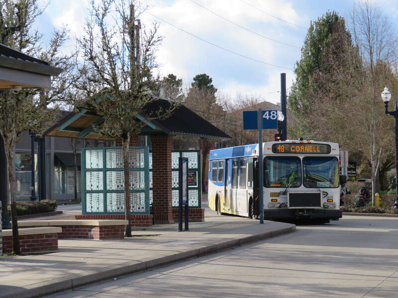 TriMET route 48 bus at Hillsboro Central Transit Center in February 2018
