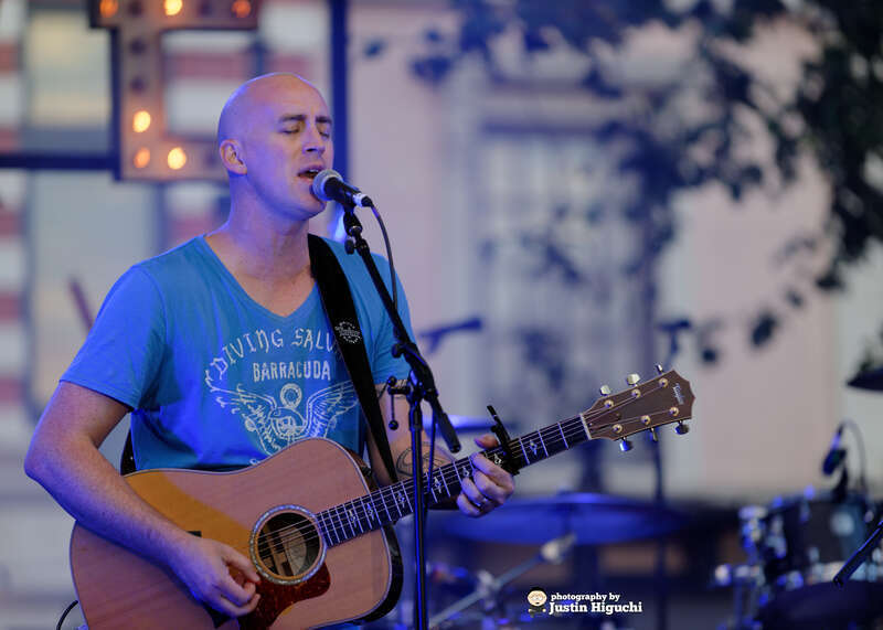 Tyrone Wells performing live at The Grove L.A. shopping center in Los Angeles California on Wednesday July 30th, 2014. Part of the Summer Concert Series presented by Citi Private Pass and The Grove. Tyrone opened for Andy Grammer.