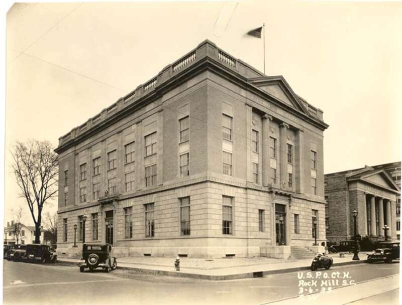 The U.S. Post Office and Courthouse in Rock Hill, South Carolina in 1933. It served as the Federal Courthouse from 1932 until 1983.