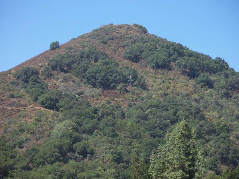 El Toro Hill. View from intersection of West Main and DeWitt Avenues. Morgan Hill, California, USA.