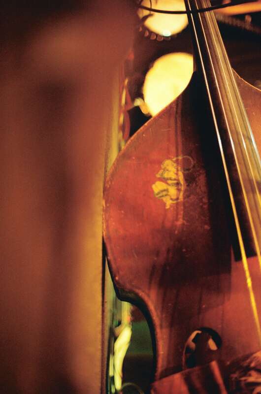 Uncle Earl &quot;Waterloo Tennessee&quot; CD Release show at Club Passim. Mary Lucey's double bass lying down.