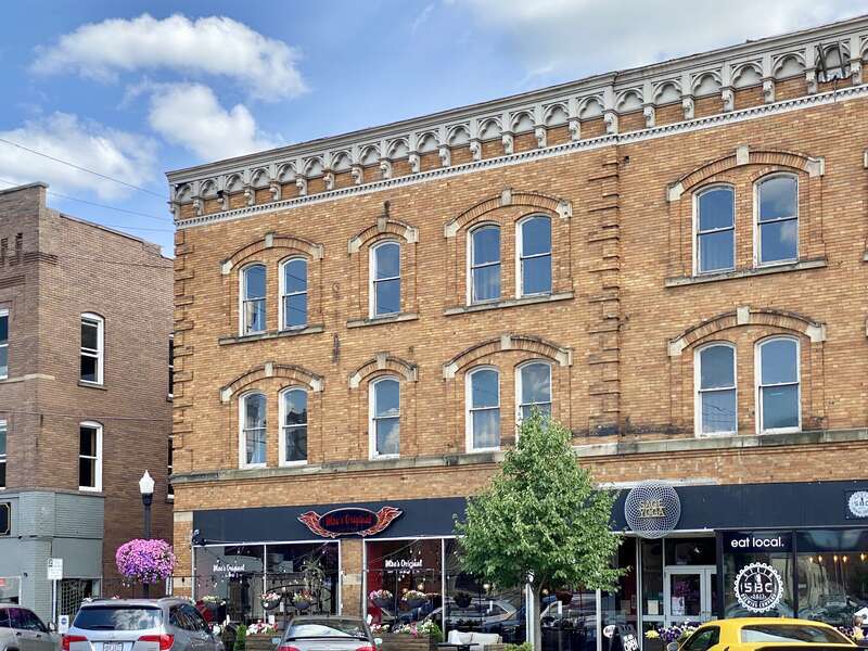 Built in 1902-03, this Venetian Gothic Revival-style building caught fire shortly after its completion, with it being rebuilt in 1904.  Known as the Union Block, the building has housed various businesses and organizations, including the