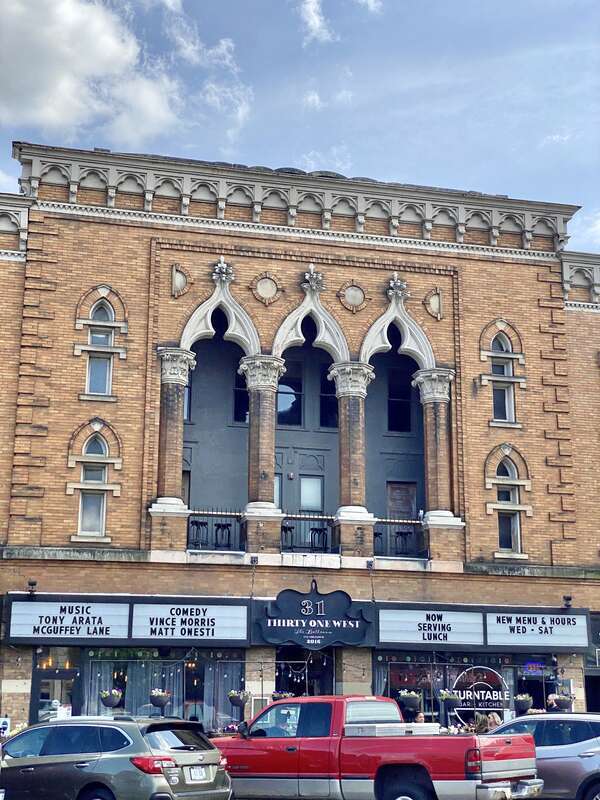 Built in 1902-03, this Venetian Gothic Revival-style building caught fire shortly after its completion, with it being rebuilt in 1904.  Known as the Union Block, the building has housed various businesses and organizations, including the