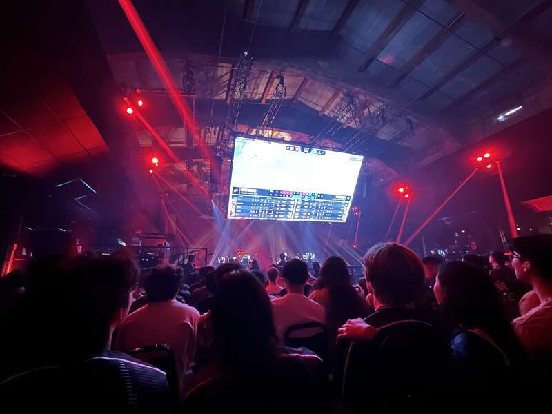 Opening day of 2023 Valorant Champions Tour, held at the Shrine Auditorium and Expo Hall in Los Angeles, California. The match depicted was played between NAVI and Team Liquid.