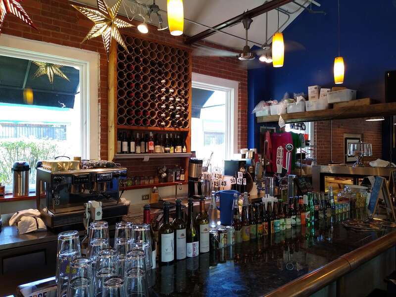 Interior of Vimala's Curryblossom Cafe, a restaurant in Chapel Hill, North Carolina.