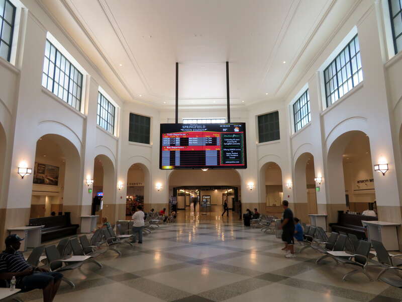 The newly renovated waiting room of Springfield Union Station in August 2018