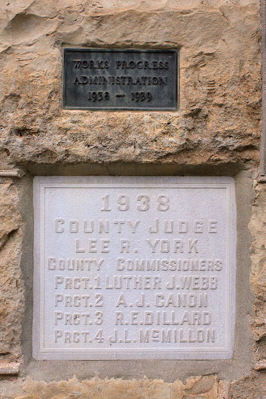 Plaques on the former Welfare Building in Abilene, Texas, United States.