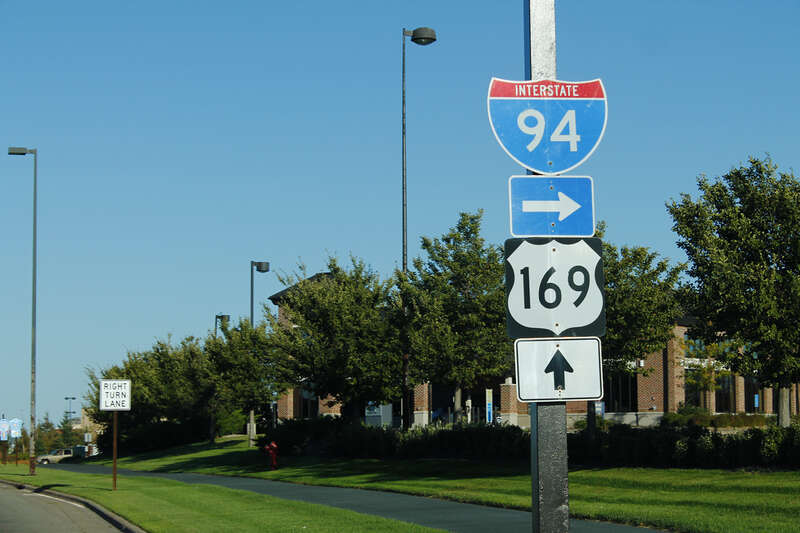 Two odd shields for I-94 and US 169.