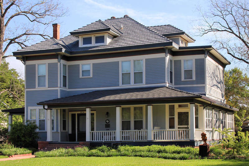 The Wilkerson House in Bryan, Texas, United States. Built in 1912, it was designated a Recorded Texas Historic Landmark in 1983.