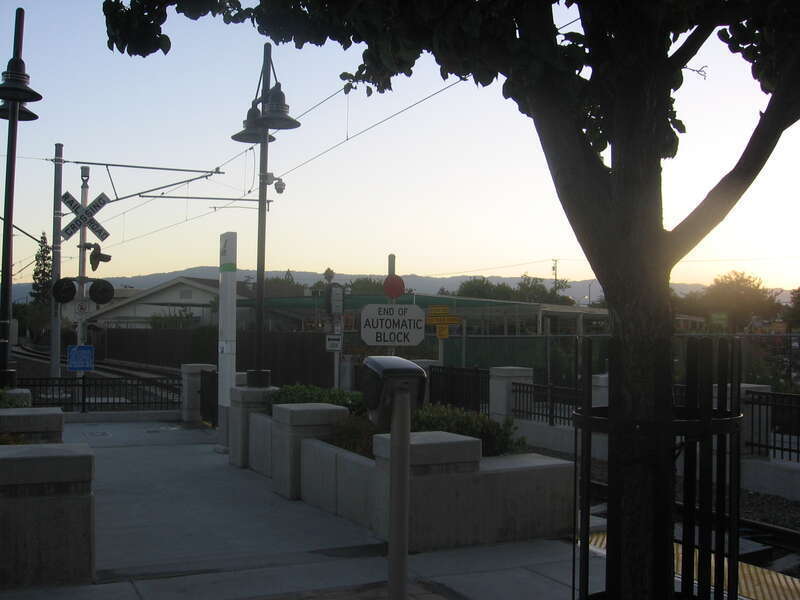 The Winchester Transit Center in Campbell, California, USA.  End of light rail line.
