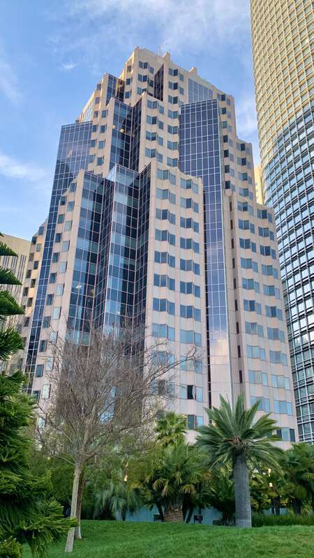 100 First Plaza from Salesforce Park