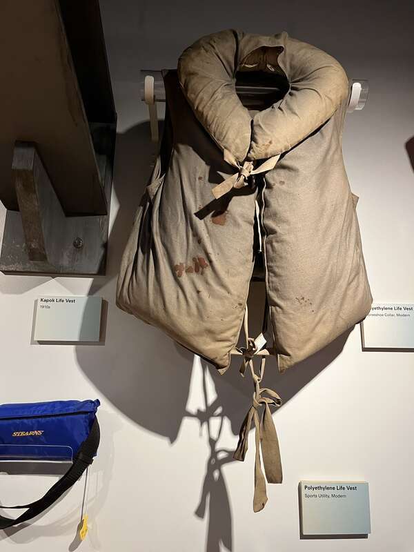 1910s Kapok Life Vest on display at the National Museum of the Great Lakes