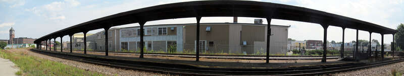 Panorama of the abandoned platform at the 1931 Lawrence station