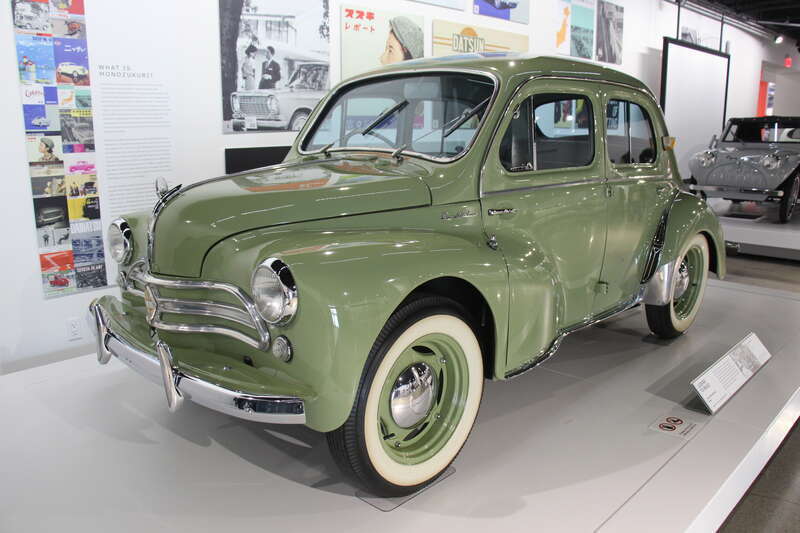 Built in France. the Renault 4CV was a small car with a rear engine and rear wheel drive, built from 1947-61. Available as a 4 door Saloon, Cabriolet and Panel Van.
During the post war era, Japanese automakers did not have the resources to build cars