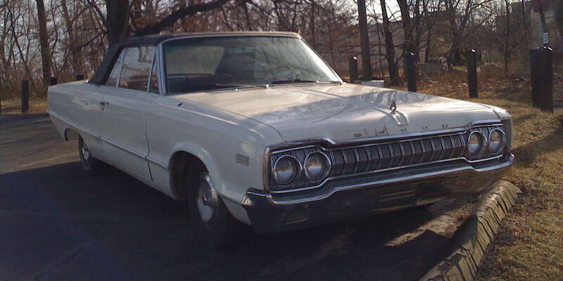 1965 Dodge Polara, white convertible - front view.