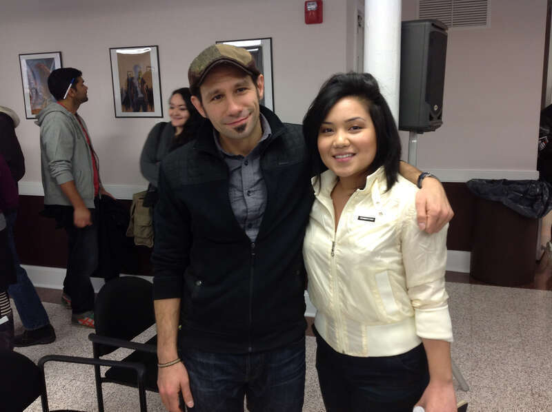 Poet/filmmaker and comics writer John Trigonis and his collaborator, illustrator/graphic designer Lauren Clemente, the co-creators of the comic book Siren's Calling, following a panel discussion on the topic of Comics as a Legitimate Art Form on Day