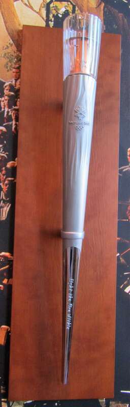 Olympic torch used in the 2002 Winter Olympics.