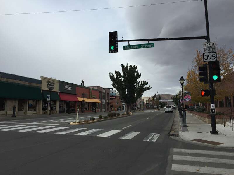 View north along Carson Street (U.S. Route 395 Business) at Musser Street in downtown Carson City, Nevada