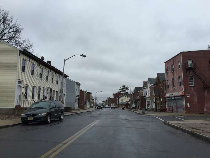 View southwest along North Clinton Avenue at the intersection with Houghton Avenue in the East Trenton section of Trenton, New Jersey