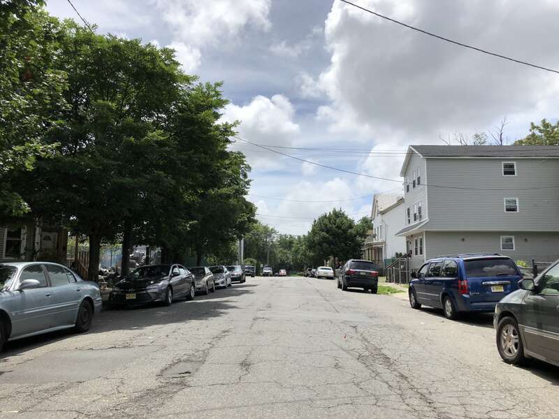 View south along Passaic County Route 509 (Holsman Street) between Piercy Street and Hudson Street in Paterson, Passaic County, New Jersey