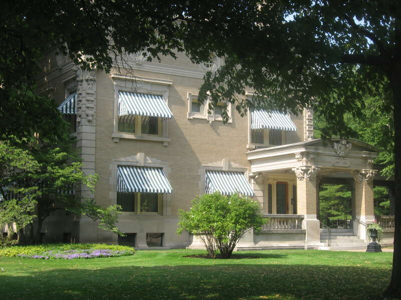 Front of the Albert R. Beardsley House (also known as &quot;Ruthmere Mansion&quot;), located at 302 E. Beardsley Avenue in Elkhart, Indiana, United States.  Built in 1908, it is listed on the National Register of Historic Places, and it is part of a