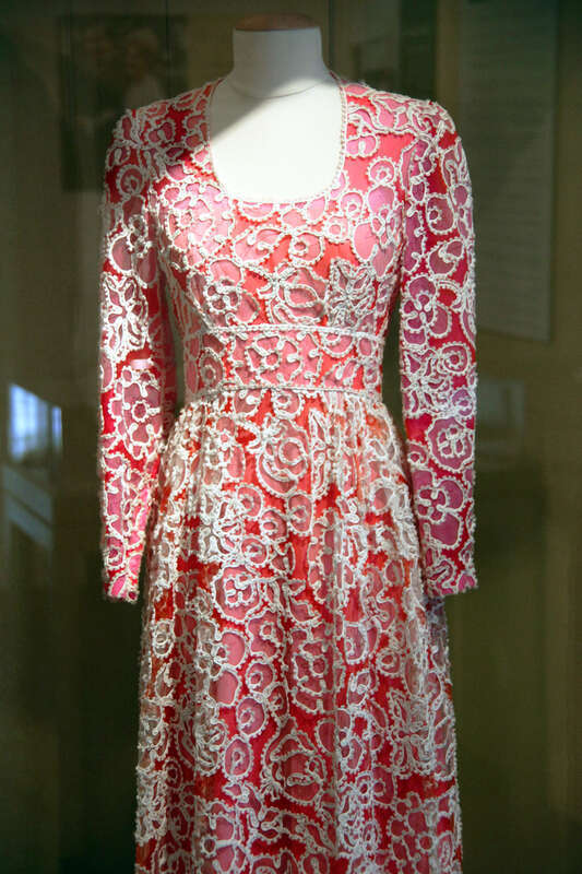 Alfred Basand dress worn by Pat Nixon - 1973 - Currently on display at the Richard Nixon Presidential Library and Museum
