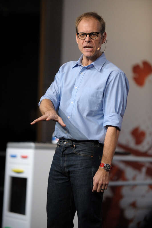 Alton Brown speaking at the Google Campus in Mountain View, CA.