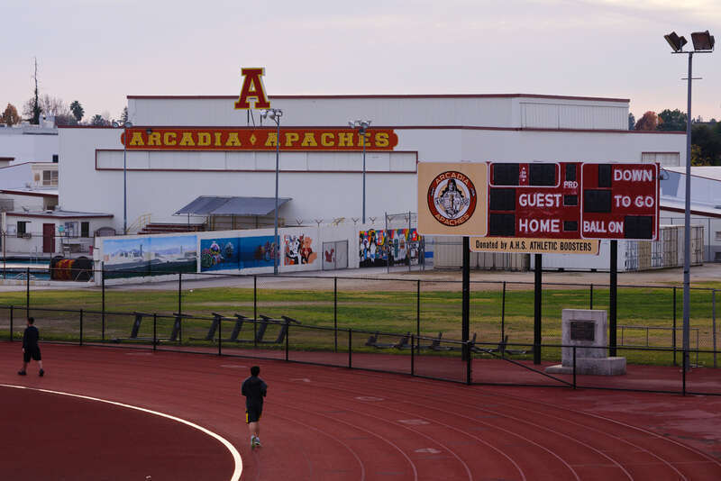 Doing a Christmas afternoon photo session on the campus of Arcadia High School.
Arcadia is located just east of Pasadena, and 20 miles northeast of Los Angeles; thanks to Arcadia being home to Santa Anita Racetrack, Arcadia's public schools are
