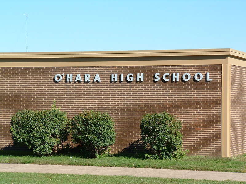 Brick facade of O'Hara High School