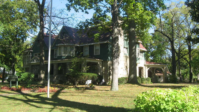 Front of the Arthur L. Garford House (also known as the &quot;Hickories Museum&quot;), located at 509 Washington Avenue in Elyria, Ohio, United States.  Built in 1895, it is listed on the National Register of Historic Places, and it is part of a