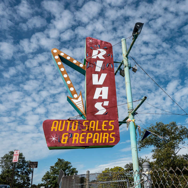Sign for Rivas Auto Sales, Roger Williams Avenue, Providence, Roger Williams Avenue, Providence