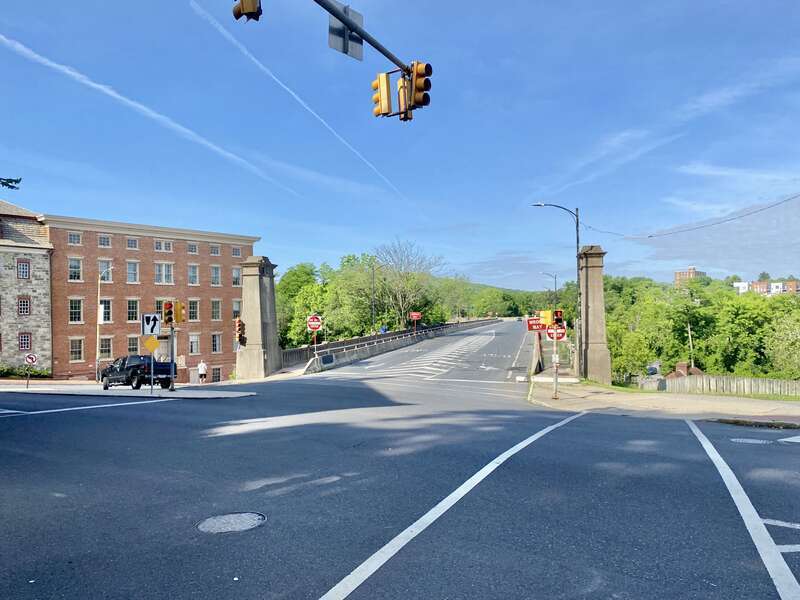 Built in 1924, this concrete arch bridge features decorative railings, pylons at the downtown entrance to the bridge, and truss sections over the railroad lines.  The bridge originally had four sections, with one section crossing the Lehigh River and